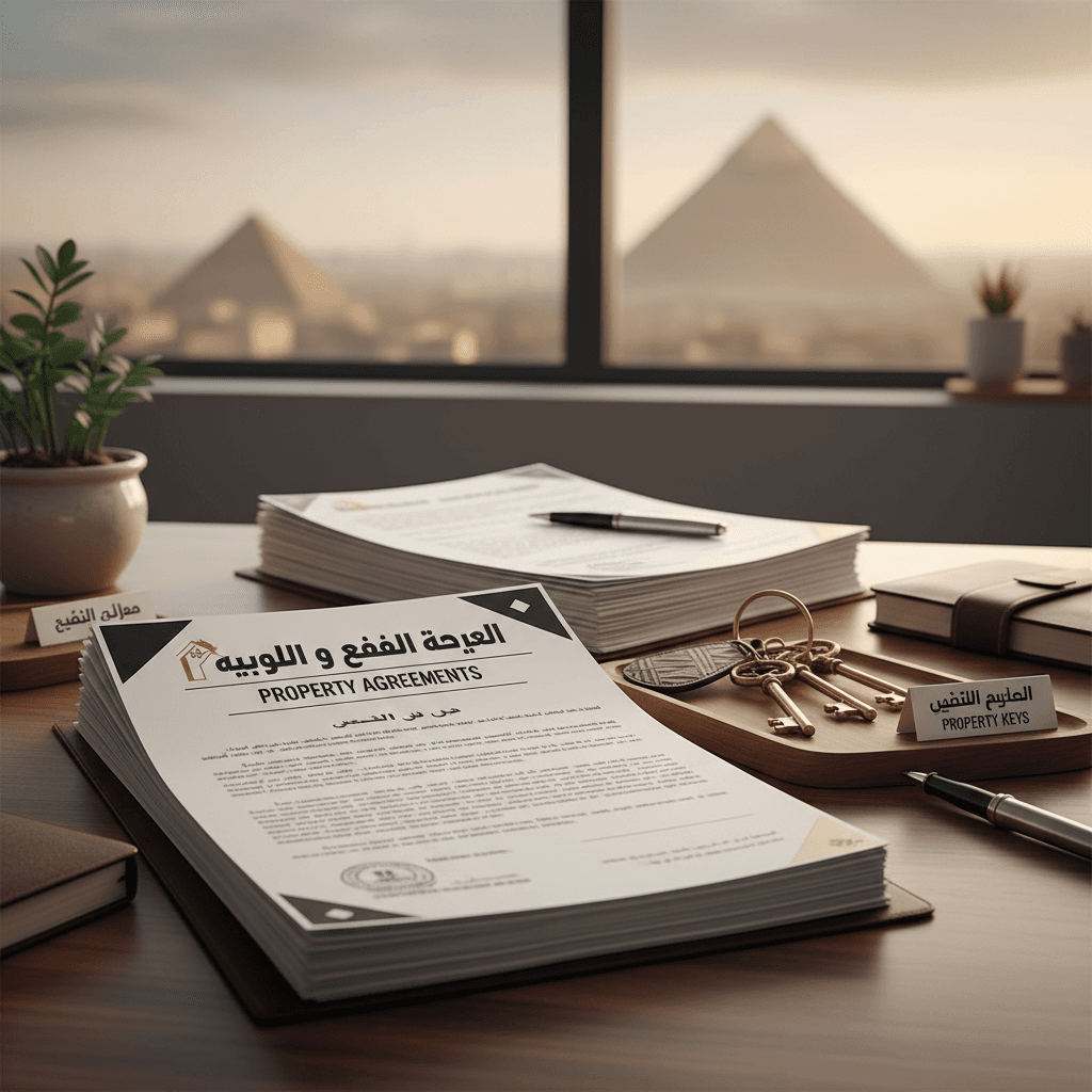 وثائق عقارية وعقود في مكتب متخصص